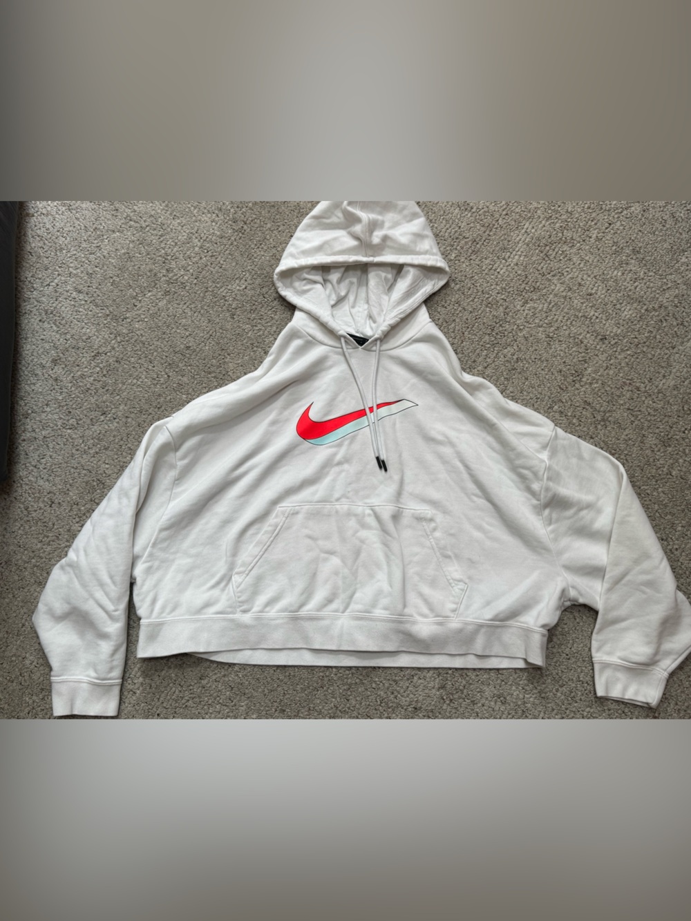 Nike White Cropped Hoodie